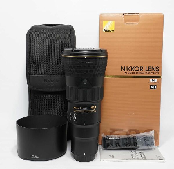 良品 動作保証 Nikon AF-S NIKKOR 500mm F5.6E PF ED VR 箱、ケース付き