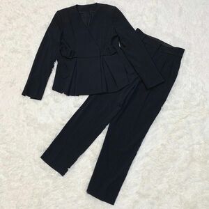 RUIRUE Boutique ルイルエブティック　セットアップ　パンツ　ジャケット　ペプラム　ノーカラー　フォーマル　スーツ　黒