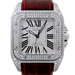 ［銀座店］CARTIER カルティエ サントス 100 ウォッチ MM ※ アフターダイヤモンド W20126X8 腕時計 レディース・メンズ DH80914