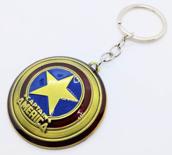 送料無料 キャプテン・アメリカ Aゴールド アベンジャーズ キーリング キーホルダー アメリカン雑貨 スマアク