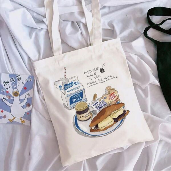 プリント 落書き トートバッグ キャンバストート 韓国 レディース バッグ
