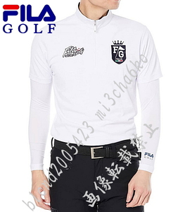 ■新品【FILA GOLF】フィラゴルフ 接触冷感 ハーフZIP半袖シャツ＋インナー レイヤードセット■WH/LL