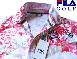 ■新品【FILA GOLF】フィラゴルフ ハイビスカス柄 QUICK-DRY吸汗速乾 ストレッチ 半袖ポロシャツ■RD/LL(XL)