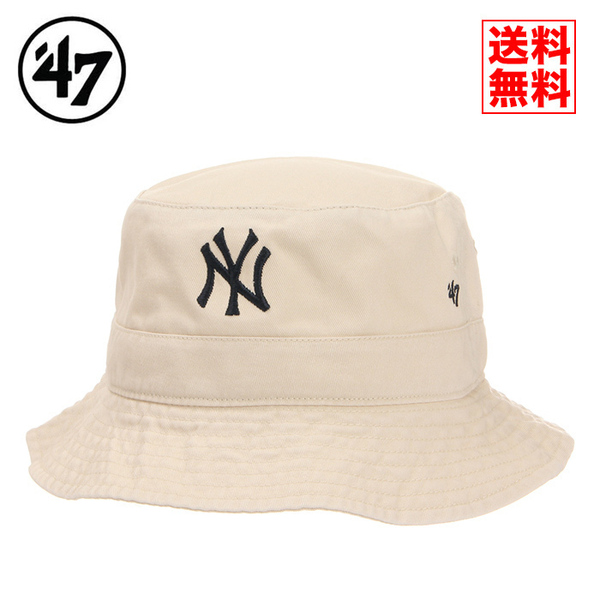 【新品】47BRAND NY ニューヨーク ヤンキース バケットハット ナチュラル 帽子 ハット バケハ キャップ メンズ レディース B-BKT17GWF-NT