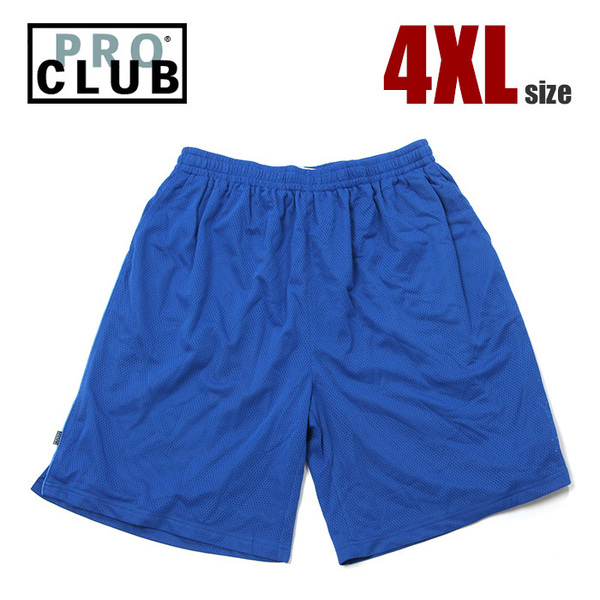 【大きいサイズ】【新品】プロクラブ ハーフパンツ 4XL PRO CLUB メンズ 青 バスパン メッシュ ショートパンツ 家着 ビッグサイズ