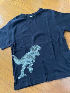 140 GU スパンコール Ｔシャツ 半袖Tシャツ キッズ　恐竜　ダイナソー ティラノサウルス　