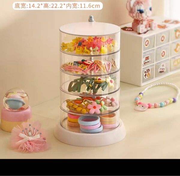 収納ボックス 5層 透明 360度回転可能 多用ケース ジュエリーボックス ジュエリー入れ 首飾り 防水 防湿 防塵