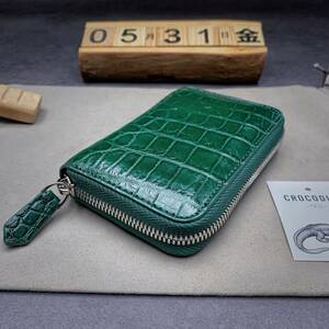 [ change purse .] crocodile purse round fastener wani leather card-case original leather middle wallet genuine article guarantee man and woman use the truth thing photograph 