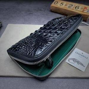 [ crocodile ]. leather wani leather long wallet round fastener genuine article guarantee . leather use change purse . equipped .. men's purse one sheets leather the truth thing photograph 