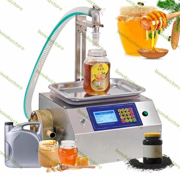液体充填機 計量液体充填機 有効容量20g-10kg 定量小型液体充填装置 低消費電力 速度10L/min 粘体対応 ワイン/飲料/はちみつ/ゴマだれ