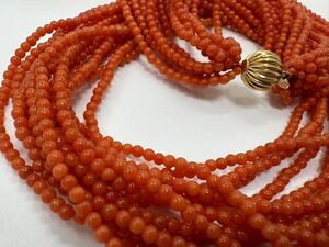 [0104] Vintage accessory .. coral 13 ream necklace 14K 44cm 1 jpy from 