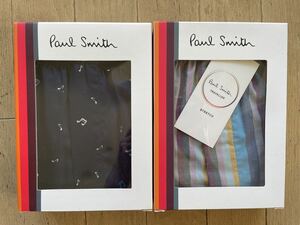 即決！ポールスミス！PAUL SMITH 布帛トランクス 2枚組 音符柄 ネイビー&ストライプ柄 サックスL