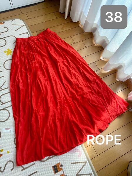 ROPE ロペ　赤　ギャザー　 ロングスカート 38