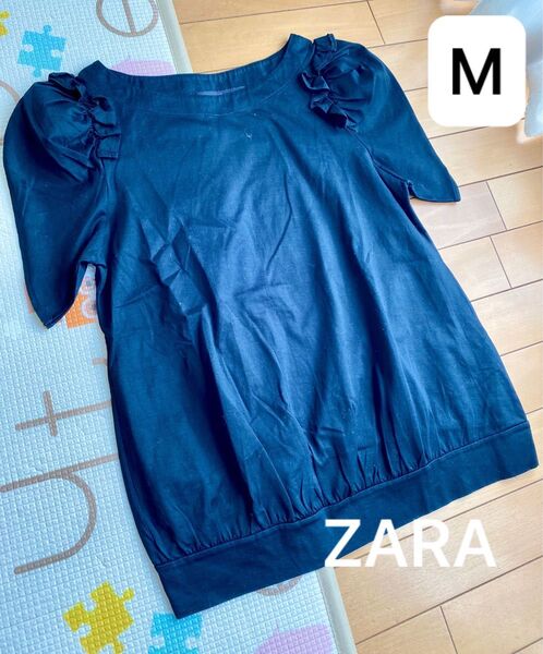 ZARA ザラ 黒 ノースリーブ カットソー M