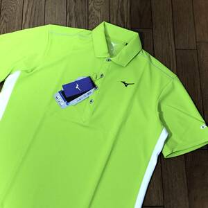( предмет 45) обычная цена 8,690 иен новый товар Mizuno Golf рубашка-поло с коротким рукавом 52MA802037 lime зеленый [ мужской XL] пыльца * запах * house пыль меры 