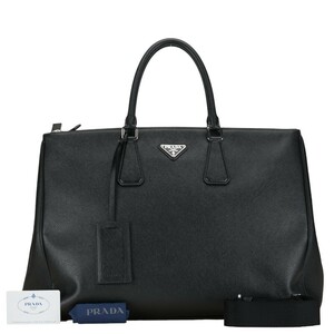 プラダ 三角ロゴプレート ガレリアサフィアーノ ビジネスバッグ ブリーフケース ショルダーバッグ 2WAY 2VG047 ブラック PRADA 【中古】