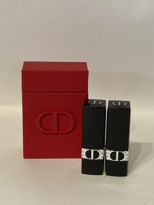 I4E317* new old goods * Christian Dior Christian Dior rouge Dior 999V bell bed 999S satin lipstick 2 pcs set 