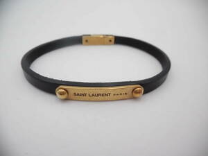 ☆ Y156 SAINT LAURENT サンローラン メンズ レディース アクセサリー ブレスレット バングル マグネット ブラック×ゴールド ☆