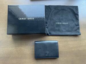 GIORGIO ARMANIjoru geo Armani card-case card-case leather box * sack have genuine article guarantee 