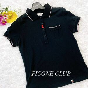 PICONE CLUB ピッコーネクラブ☆ポロシャツ 黒 ゴルフウェア S 半袖 