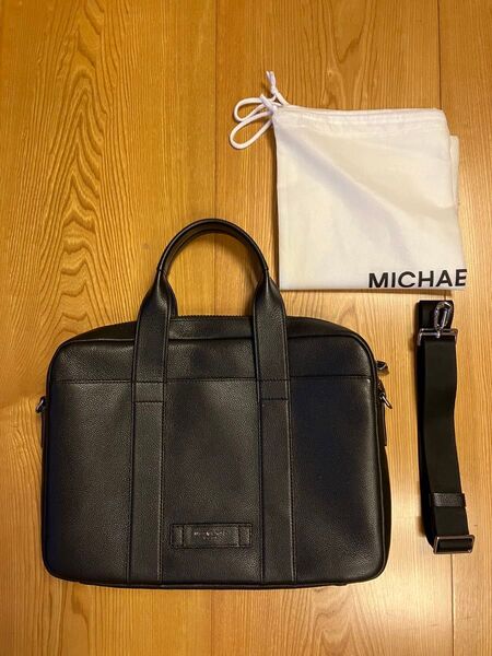 マイケルコース MICHAEL CORS メンズバッグ ブリーフケース 黒鞄 本革 A4サイズ収納可