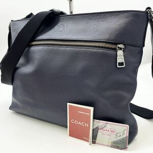 1 иен [ не использовался класс ] трудно найти Coach COACH сумка "почтальонка" плечо наклонный .. мужской бизнес кожа натуральная кожа темно-синий 
