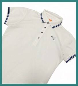 440*PUMA GOLF Puma Golf * Logo вышивка Golf рубашка-поло с коротким рукавом белый × голубой M