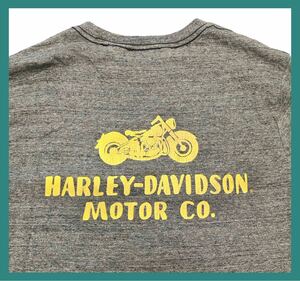 1419◆HERLEY DAVIDSON ハーレーダビッドソン◆インド製 ビッグロゴプリント 半袖 Tシャツ グレー L 