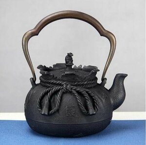 新入荷★ 茶壺 手彫り鉄壺 鉄やかん 鉄分補給 未塗装鉄器 茶道具 新品未使用 1.2L