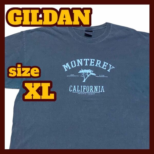 【US古着】GILDAN 半袖 プリント フェード Tシャツ グレー XLサイズ