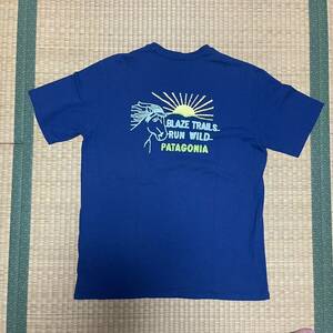 【M】patagonia パタゴニア ロゴTシャツ TEE BLUE 青 ブルー 馬 太陽 SUN アウトドア outdoor CAMP キャンプ 半袖