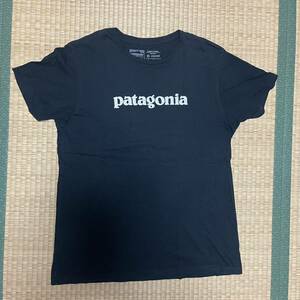 【L】patagoniaパタゴニアLOGO TEE ロゴTシャツ blackブラック 黒 半袖 organic cotton オーガニックコットン 