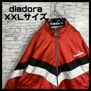 90s diadora ディアドラ　ワンポイント刺繍ロゴ　ナイロンジャケット　XXLサイズ　古着　