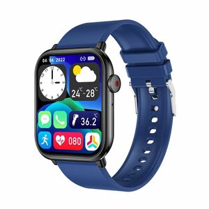  smart watch Japanese instructions 1.96 -inch large screen 24 hour health control Line motion mode pedometer heart rate meter sleeping mode weather .. waterproof blue 