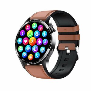  smart watch sound telephone call . sugar price . middle oxygen blood pressure made in Japan 24 hour body temperature measurement high precision heart .IP67 waterproof pedometer iPhone/Android black ( Brown + leather )