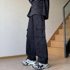ワイド ルーズ カーゴパンツ XLサイズ ブラック ユニセックス 新品未使用