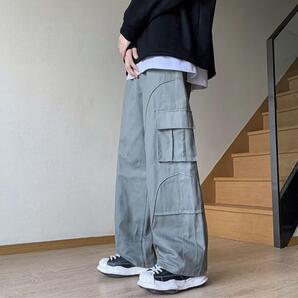 ワイド ルーズ カーゴパンツ Mサイズ カーキ ユニセックス 新品