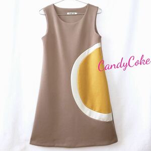 CandyCokeハンドメイドストレッチポンチワンピースノースリーブAラインSサイズ小さいサイズミッドセンチュリーレトロ北欧60s60's60年代