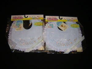  Showa Retro Kanebo baby apron size small 2 point together unopened goods bib bib blue waterproof type .....