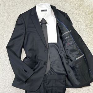 コムサイズ【裏地で魅せる一着】COMME CA ISM YUNSA スーツ　セットアップ　テーラードジャケット　チェック　ブラック　黒