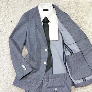  beautiful goods! Takeo Kikuchi [ overflow Kiyoshi . feeling ]TAKEO KIKUCHI suit setup tailored jacket stretch navy gray M rank 