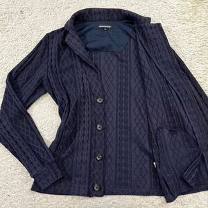 se man tik design [ popular one put on ]semantic design cardigan jacket knitted navy M