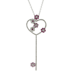  Ponte Vecchio necklace 18 gold K18 white diamond pink sapphire lady's used beautiful goods limit price cut festival 20-OF