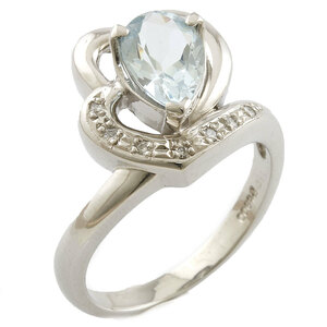 Pt900 ring ring aquamarine diamond 13 number silver lovely Pt900 platinum used limit price cut festival 40-OF