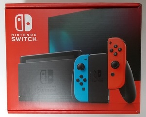 【送料無料】Nintendo Switch Joy-Con(L) ネオンブルー/(R) ネオンレッド スイッチ 本体 セット 美品 ホリパッド付き 動作確認済 初期化済