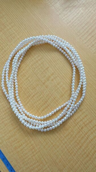 【美品】無核パールネックレス 真珠 ベビーパール 冠婚葬祭 超照り 約4.8mm 長さ2m