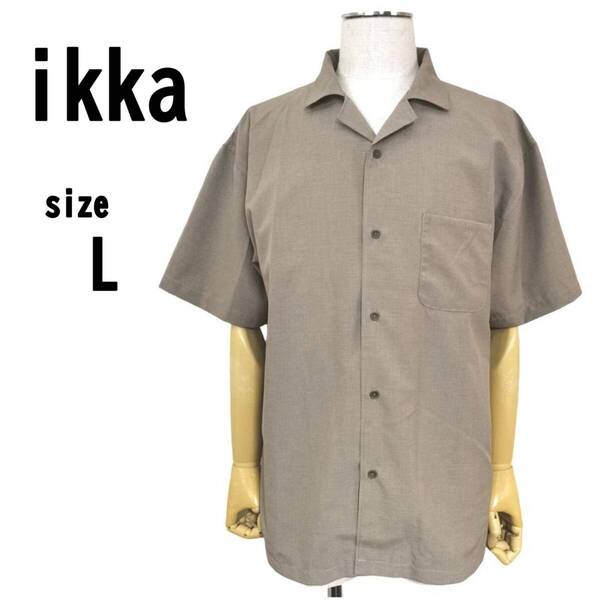 【L】ikka イッカ メンズ 薄手 シャツ 半袖 薄いカーキ