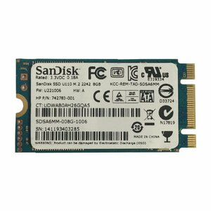 送料無料 ★ SanDisk SSD U110 m.2 2242 8GB SDSA6MM-008G-1006 【中古動作品】