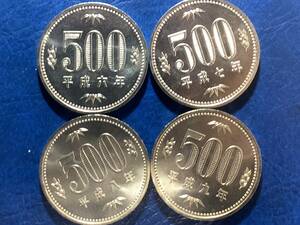 ♪500円白銅貨　　平成6.7.8.9年　各1枚　ミント出し　未使用