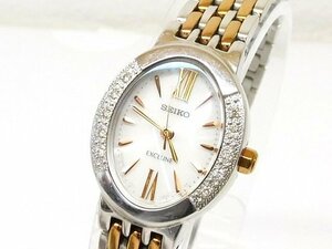  товар с некоторыми замечаниями SEIKO Seiko V117-0AV0 # Exceline женские наручные часы солнечный SS белой серии циферблат бриллиантовая оправа *6E6Fmni10